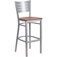 Flash Furniture XU-DG-60402-BAR-CHYW-GG HERCULES Series Silver Slat Back Metal Restaurant Barstool